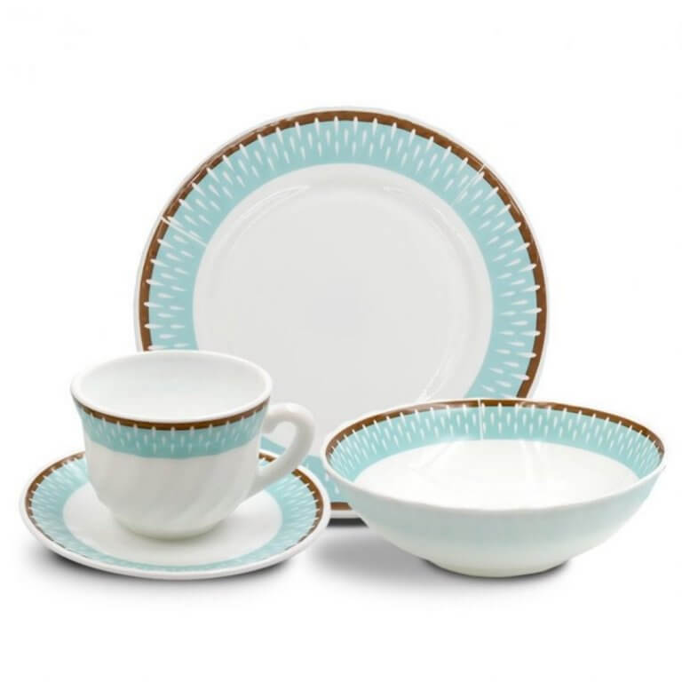Vajilla Vitroceramica 4 Puestos 16 Piezas Celeste FaciHogar Todo para