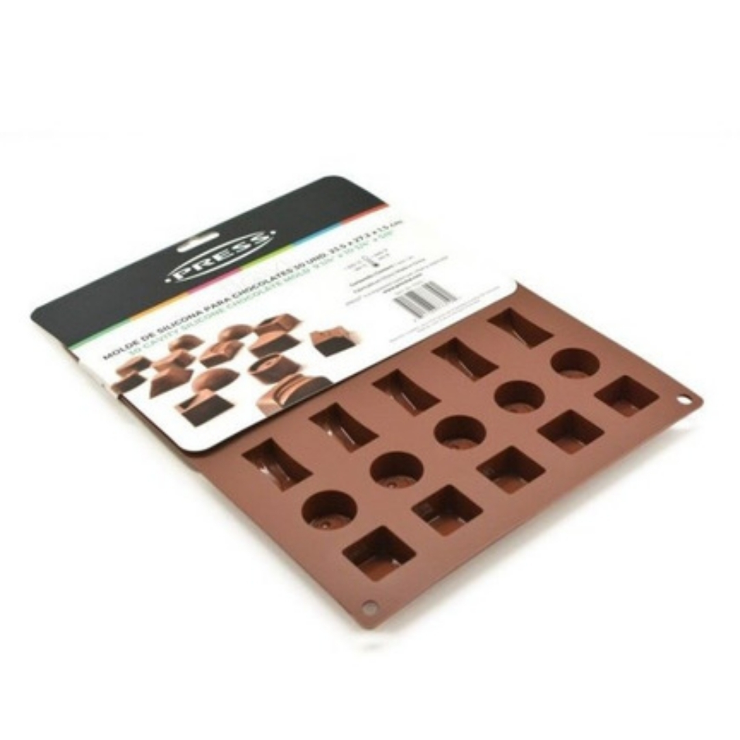 Molde de Silicona para Chocolates 30 Unds 23,7x27,2x1,5cm